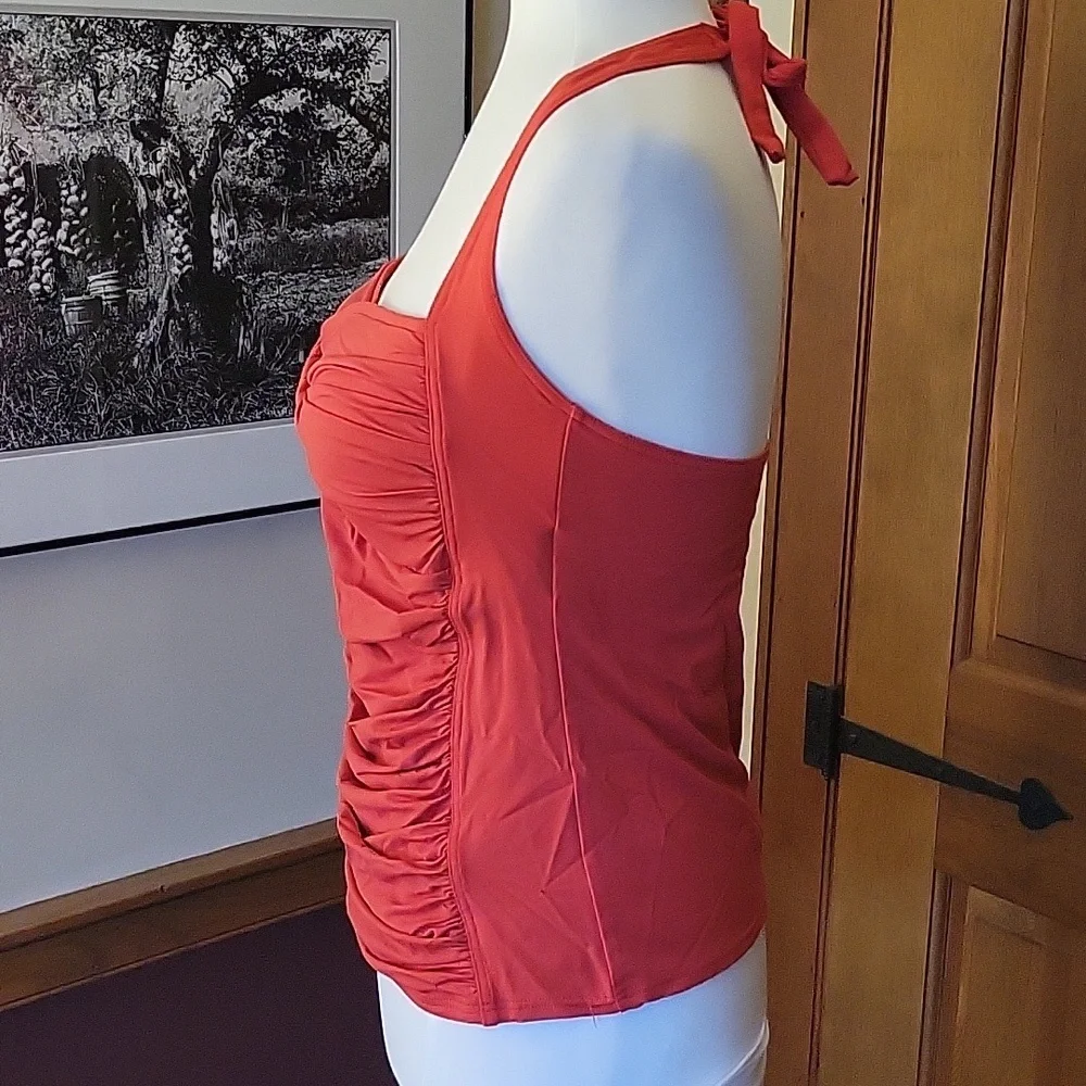 HALTER ROUCHED FRONT SWIM TOP